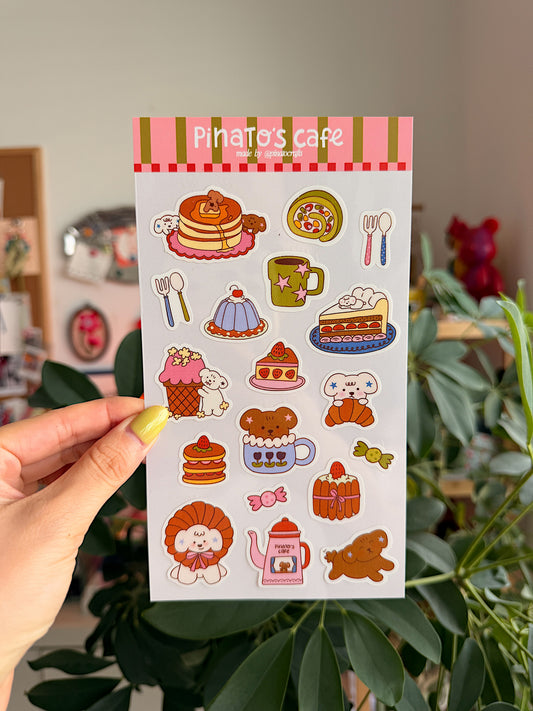 Happy in the Cafe Stickers